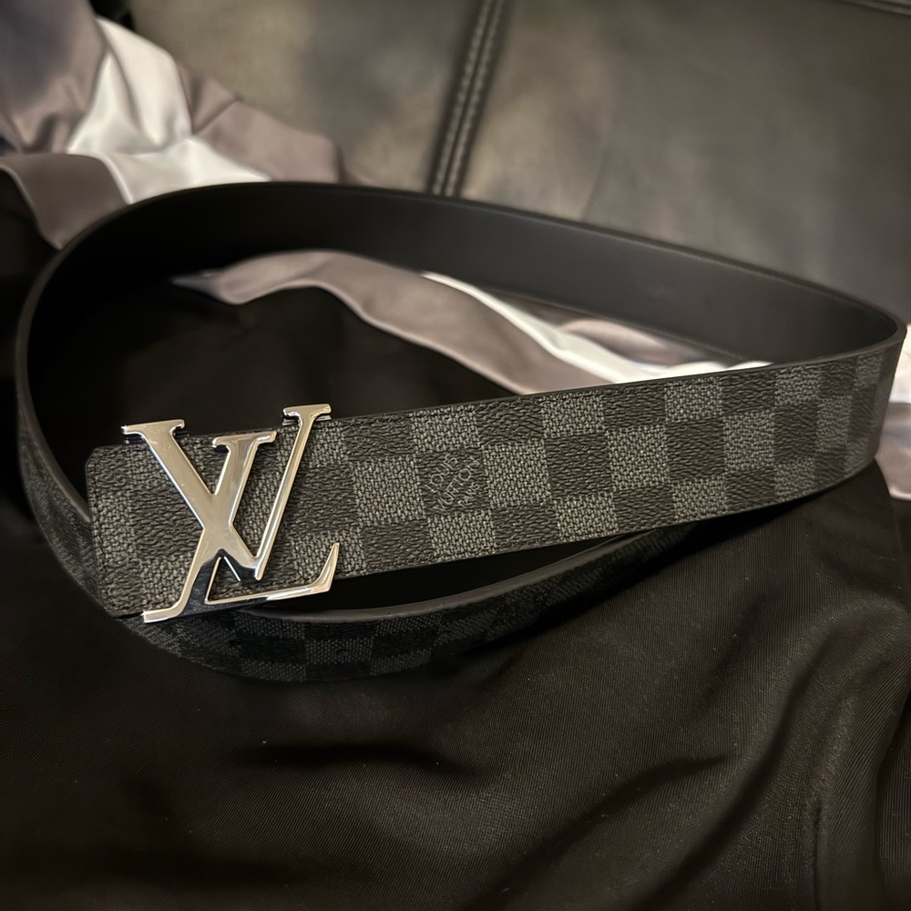 Men's Black Checkered Designer Belt Louis Vuitton
